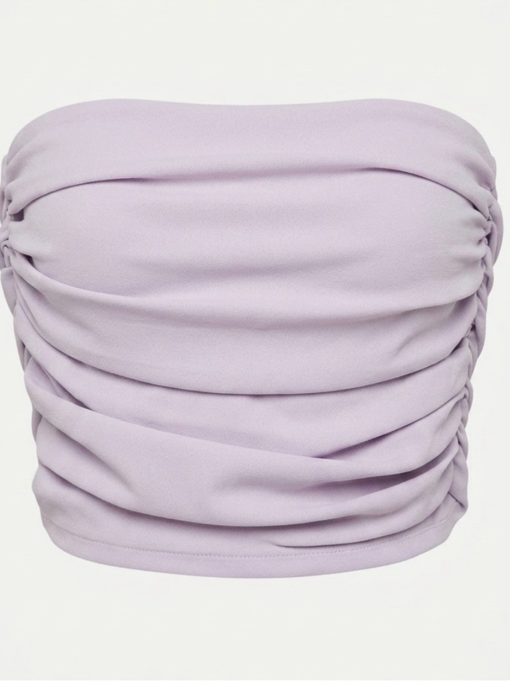 Zara Lilac Strapless Ruched Bandeau Top